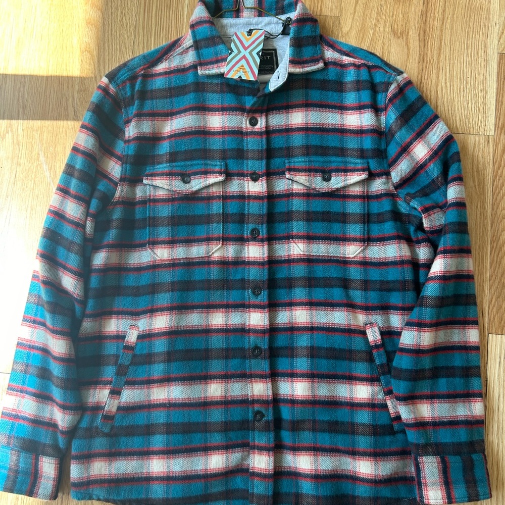 True Grit Lightweight Shirt Jacket Blue, Grey, and Red